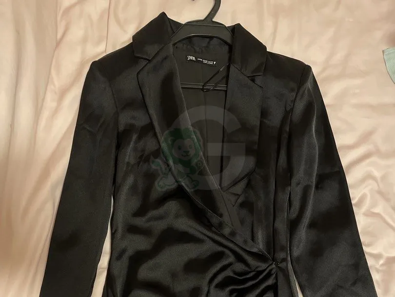 Zara Black Satin Blazer Dress